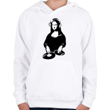 PRINTFASHION Dj Mona Lisa - Gyerek kapucnis pulóver - Fehér gyerek pulóver, kardigán