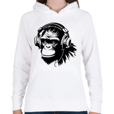 PRINTFASHION DJ Monkey - Női kapucnis pulóver - Fehér női pulóver, kardigán