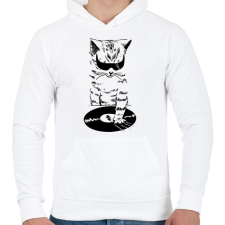 PRINTFASHION DJ SCRATCH - Férfi kapucnis pulóver - Fehér férfi pulóver, kardigán