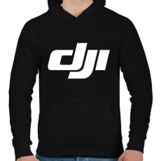 PRINTFASHION Dji logo - Férfi kapucnis pulóver - Fekete