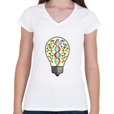 PRINTFASHION Dns izzó - Női V-nyakú póló - Fehér