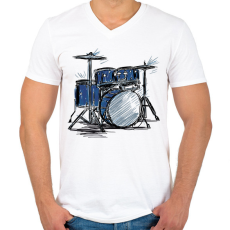 PRINTFASHION Dob - Férfi V-nyakú póló - Fehér