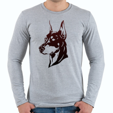 PRINTFASHION doberman - Férfi hosszú ujjú póló - Sport szürke férfi póló