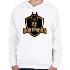PRINTFASHION Doberman - Gyerek kapucnis pulóver - Fehér
