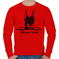 PRINTFASHION Doberman Pinscher - Férfi pulóver - Piros férfi pulóver, kardigán