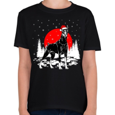 PRINTFASHION Dobermann karácsony - Gyerek póló - Fekete gyerek póló