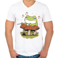 PRINTFASHION Dobos béka - Férfi V-nyakú póló - Fehér férfi póló