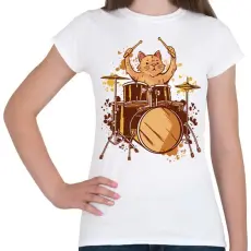PRINTFASHION Dobos cica - Női póló - Fehér