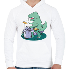 PRINTFASHION Dobos dínó - Férfi kapucnis pulóver - Fehér