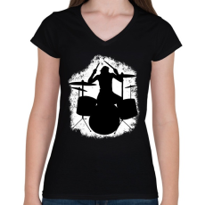 PRINTFASHION Dobos - Női V-nyakú póló - Fekete
