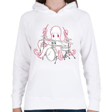 PRINTFASHION Dobos polip - Női kapucnis pulóver - Fehér női pulóver, kardigán