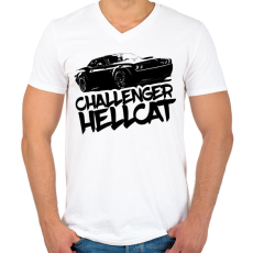 PRINTFASHION Dodge Challenger Hellcat - Férfi V-nyakú póló - Fehér