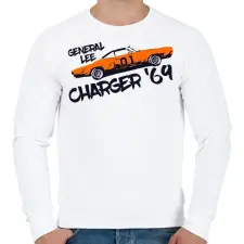 PRINTFASHION Dodge Charger '69 - General Lee - Férfi pulóver - Fehér férfi pulóver, kardigán