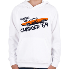 PRINTFASHION Dodge Charger '69 - General Lee - Gyerek kapucnis pulóver - Fehér