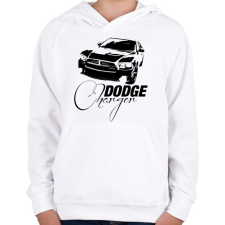 PRINTFASHION Dodge Charger  - Gyerek kapucnis pulóver - Fehér gyerek pulóver, kardigán