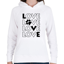 PRINTFASHION Dog Love - Női kapucnis pulóver - Fehér női pulóver, kardigán