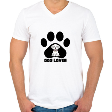 PRINTFASHION Dog Lover - Férfi V-nyakú póló - Fehér férfi póló