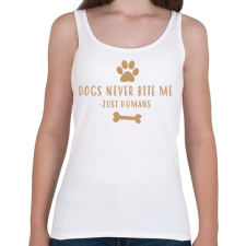 PRINTFASHION Dog never bite me - Női atléta - Fehér női trikó