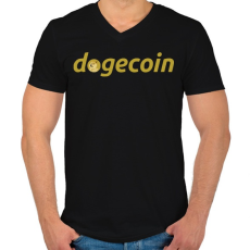 PRINTFASHION Dogecoin - Férfi V-nyakú póló - Fekete