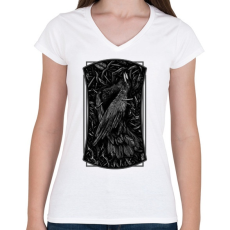 PRINTFASHION Döglött varjú - Női V-nyakú póló - Fehér