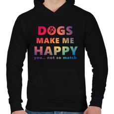 PRINTFASHION DOGS MAKE ME HAPPY2 - Férfi kapucnis pulóver - Fekete