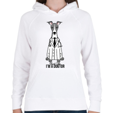 PRINTFASHION DoGtor - Női kapucnis pulóver - Fehér