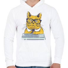 PRINTFASHION Dolgozó cica - Férfi kapucnis pulóver - Fehér
