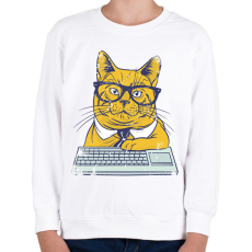 PRINTFASHION Dolgozó cica - Gyerek pulóver - Fehér
