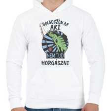 PRINTFASHION Dolgozzon az aki nem tud horgászni - Férfi kapucnis pulóver - Fehér férfi pulóver, kardigán