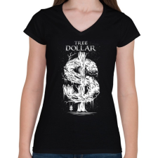 PRINTFASHION Dollár fa - fehér - Női V-nyakú póló - Fekete női póló