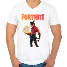 PRINTFASHION Dominion Fortnite - Férfi V-nyakú póló - Fehér férfi póló