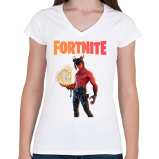 PRINTFASHION Dominion Fortnite - Női V-nyakú póló - Fehér