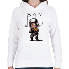 PRINTFASHION Don't breathe! Sam - Női kapucnis pulóver - Fehér női pulóver, kardigán