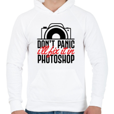 PRINTFASHION Don't panic, I'll fix it in Ps (black) - Férfi kapucnis pulóver - Fehér férfi pulóver, kardigán