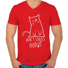 PRINTFASHION Don't stress - Férfi V-nyakú póló - Piros férfi póló