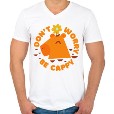 PRINTFASHION Don't worry be Cappy! - Férfi V-nyakú póló - Fehér férfi póló