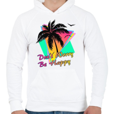 PRINTFASHION Don't worry, be happy - Férfi kapucnis pulóver - Fehér