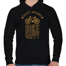 PRINTFASHION Don't worry - Bike happy - Férfi kapucnis pulóver - Fekete