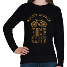 PRINTFASHION Don't worry - Bike happy - Női pulóver - Fekete női pulóver, kardigán