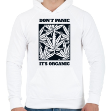 PRINTFASHION Dont Panic- Organic! - Férfi kapucnis pulóver - Fehér férfi pulóver, kardigán