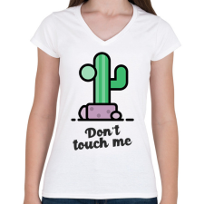 PRINTFASHION DONT TOUCH ME - Női V-nyakú póló - Fehér női póló
