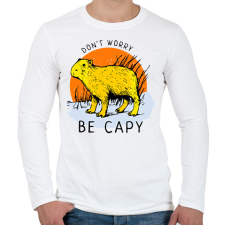 PRINTFASHION Dont worry be capy - Férfi hosszú ujjú póló - Fehér férfi póló