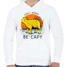 PRINTFASHION Dont worry be capy - Férfi kapucnis pulóver - Fehér férfi pulóver, kardigán