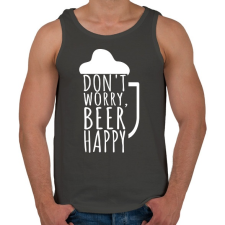 PRINTFASHION Dont Worry Beer Happy - Férfi atléta - Sötétszürke atléta, trikó