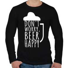 PRINTFASHION Dont Worry Beer Happy - Férfi hosszú ujjú póló - Fekete