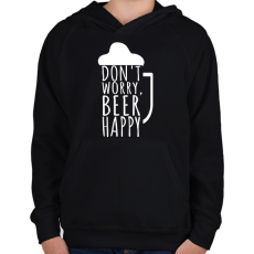 PRINTFASHION Dont Worry Beer Happy - Gyerek kapucnis pulóver - Fekete