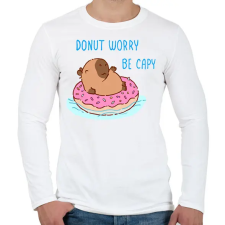 PRINTFASHION Donut worry be capy (kék) - Férfi hosszú ujjú póló - Fehér férfi póló