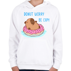 PRINTFASHION Donut worry be capy (kék) - Gyerek kapucnis pulóver - Fehér