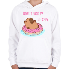 PRINTFASHION Donut worry be capy (rózsaszín) - Gyerek kapucnis pulóver - Fehér