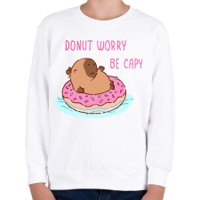 PRINTFASHION Donut worry be capy (rózsaszín) - Gyerek pulóver - Fehér gyerek pulóver, kardigán